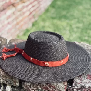 Toquilla Artesanal Argollas Rojas  N°8